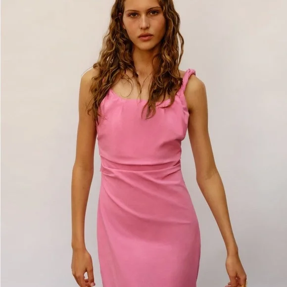 zara pink strappy dress POLYAMIDE STRAP DRESS - Beige-pink